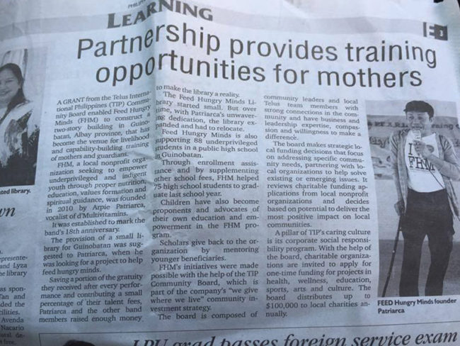 Inquirer_PartnershipProvidesTraining